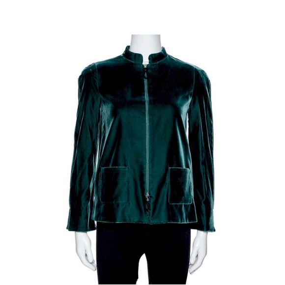 Like new! Giorgio Armani Emerald Green Velvet Nehru Evening Jacket - Picture 2 of 14